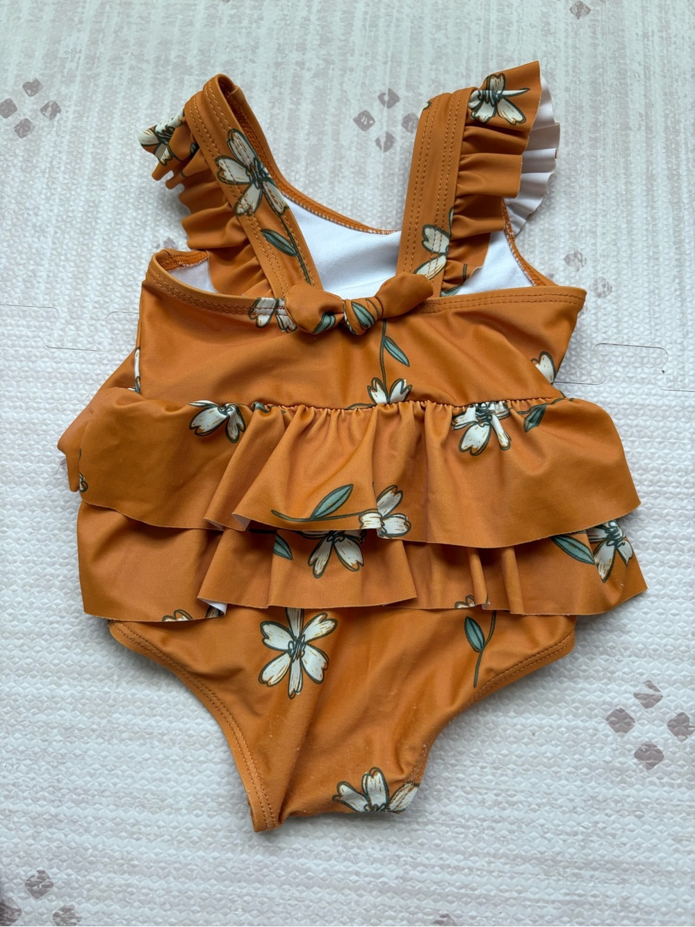 Carter's Rust Floral Ruffle One-Piece Swimsuit - Picture 2 of 11